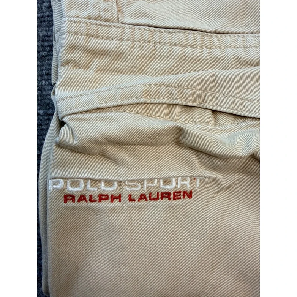 Polo Sport Ralph Lauren Khaki Cargo Pants 14 Tan Cotton Zip Off Convertible Vtg
